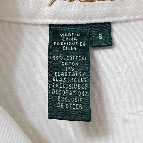 Lauren Jeans Co Womens Sz Small Aztec Beaded White Denim Jacket - Picture 4 of 10